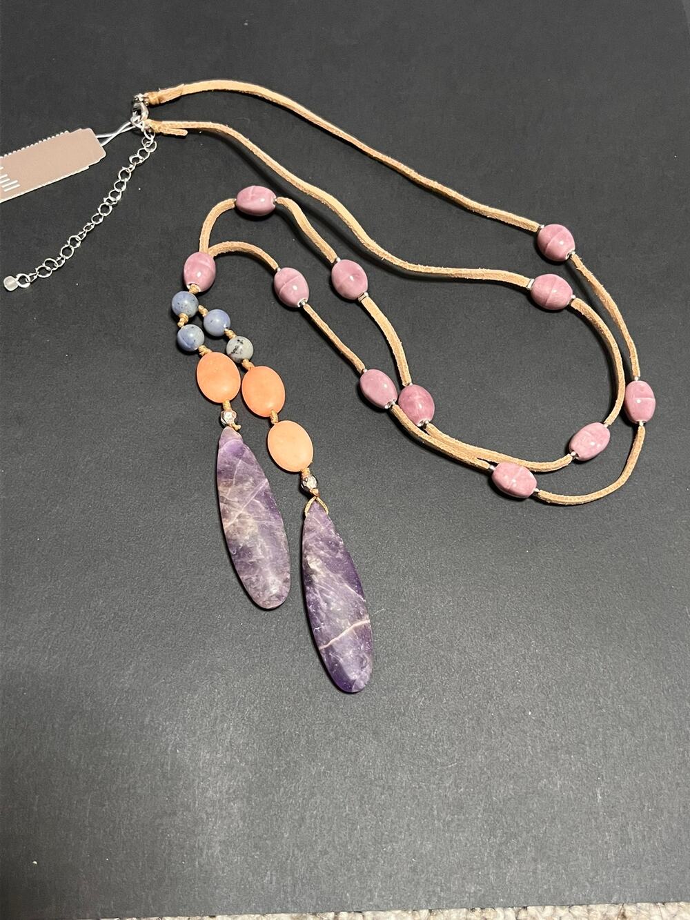J. Jill Overcast Natural Stones Suede Neclace NWT Boho